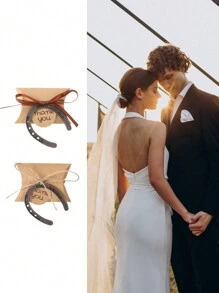 30Pcs Vintage Lucky Horseshoe Pendants,Guest Wedding Favors,Metal Horseshoes Decor With Kraft Paper Box And Label,Rustic Horseshoe Gifts For Wedding Party Decoration,Wedding Favors And Gifts For Guests,Bridal Shower ﻿ ﻿