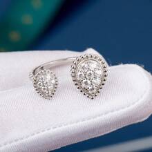 1 pieza Anillo abierto ajustable con gota de agua y cristal de fantasía bohemio, joya de mujer de oro y plata como regalo - anillo de gota de agua - Ver 16