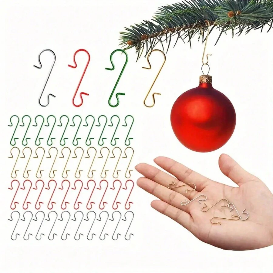 20 Móc trang trí Giáng sinh, Móc hình chữ S, Đồ trang trí cây thông Noel, Trang trí cảnh ngày lễ, Hành lang, Sân trong, Đồ dùng tiệc tùng, Trang trí nhà cửa, Sử dụng hàng ngày (Có 4 màu) - Nhiều màu - Xem 1