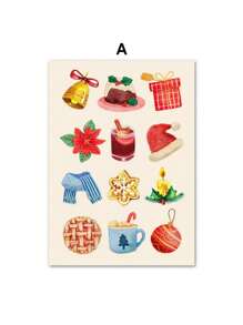 1PC Cây Giáng sinh Cây tầm gửi Bông tuyết Poster Mùa đông Ngày lễ Nghệ thuật treo tường In Tranh vải Canvas Hình ảnh Trang trí Phòng khách Không có Khung - Nhiều màu - Xem 14