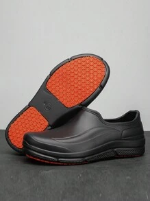 Non-Slip Chef Shoes For Men, Waterproof Oil Resistant Slip-On Work Shoes With Thick Soles, Durable And Slip Resistant - Black - View 2