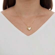 18K GOLD PLATED PENDANT NECKLACE WITH ZIRCONIA STUDDED HEART - 金色 - 查看 2