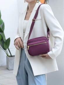Small Size Waterproof Nylon Crossbody Bags For Women Casual Messenger Bag Purses Handbags - Màu tím - Xem 3