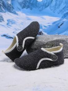 Inke 毛绒一脚蹬拖鞋，温暖舒适的室内防滑家居鞋，适合冬季居家 - 灰色 - 查看 2