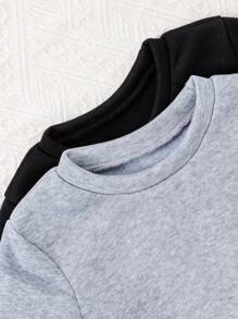 4 件套年轻男童休闲简约保暖舒适长袖运动衫和裤子套装，适合室内和室外使用 - 彩色 - 查看 3