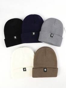 1 件休闲街头风格标语刺绣针织帽，秋冬款 - 彩色 - 查看 2