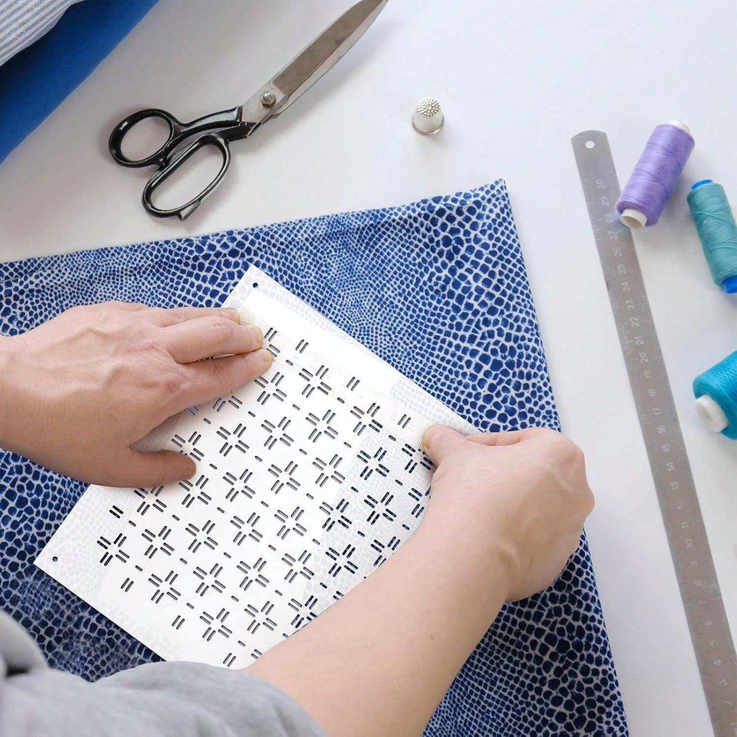 8 Pcs Plastic Sashiko Stencil Kit Geometric Sashiko Pattern Template