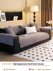 1 件厚实保暖天鹅绒提花防滑沙发垫，宠物友好型防脏沙发套，秋冬季宠物沙发垫，防猫抓沙发保护套适用于 L 形和 1/2/3/4 座沙发（单独出售） - 深灰色 - 查看 4