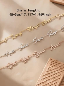 1 Stück vergoldete, versilberte oder roségoldene personalisierte Mehrfach-Namen, Buchstaben und Zahlen Anhänger Halskette, Geschenke für Paare und Familie zu Halloween, Weihnachten, in Gold, Stil, farbig, vintage, schlicht, unisex, lässig, süß, individuell, einzigartig, ideale Geschenke für ihn, ideale Geschenke für sie, Freundin, Freund, Vater, Mutter, Familie, Freunde, zu Jahrestagen, Geburtstagen, Abschluss, Prom, Party, Edelstahl Schmuck, schick für den Herbst, Schmuck & Uhren, individuell gestaltete Modewort-Halsketten - Verschiedenfarbig - Übersicht 3