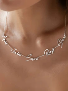 1 Stück vergoldete, versilberte oder roségoldene personalisierte Mehrfach-Namen, Buchstaben und Zahlen Anhänger Halskette, Geschenke für Paare und Familie zu Halloween, Weihnachten, in Gold, Stil, farbig, vintage, schlicht, unisex, lässig, süß, individuell, einzigartig, ideale Geschenke für ihn, ideale Geschenke für sie, Freundin, Freund, Vater, Mutter, Familie, Freunde, zu Jahrestagen, Geburtstagen, Abschluss, Prom, Party, Edelstahl Schmuck, schick für den Herbst, Schmuck & Uhren, individuell gestaltete Modewort-Halsketten - Verschiedenfarbig - Übersicht 5