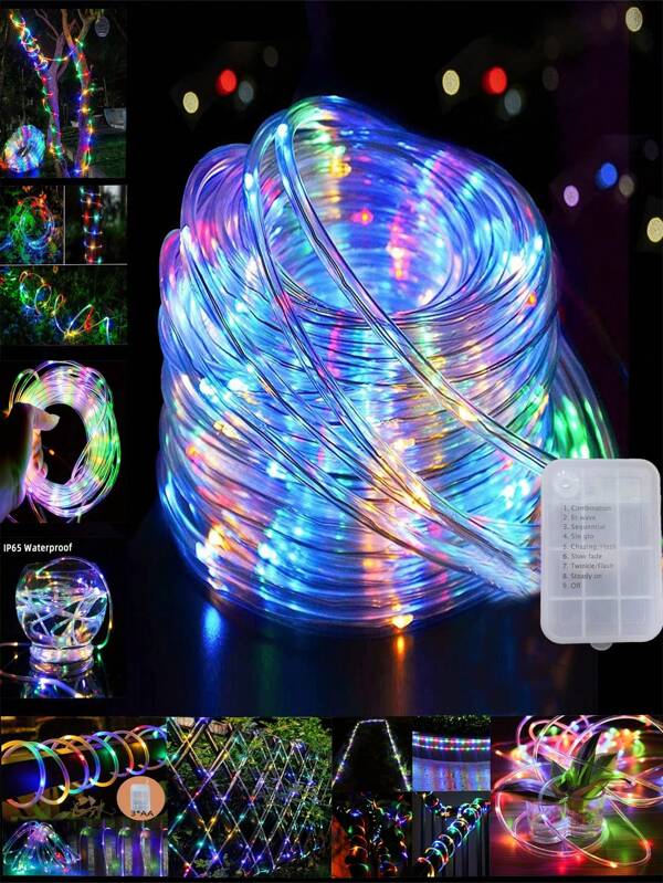 1 قطعة أنوار سلسلة أنبوب المياه، 8 أوضاع أنوار LED نحاسية سلكية للخارج، لإضاءة ديكور الحديقة، أنوار سلسلة نحاسية جنية LED للحفلات والحديقة والفناء والمنزل والزفاف وإضاءة الأعياد