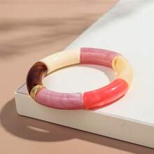 1pc Fashionable Leopard Print Acrylic Curved Adjustable Bracelet, Suitable For Women's Daily Wear - Geometric - View 30