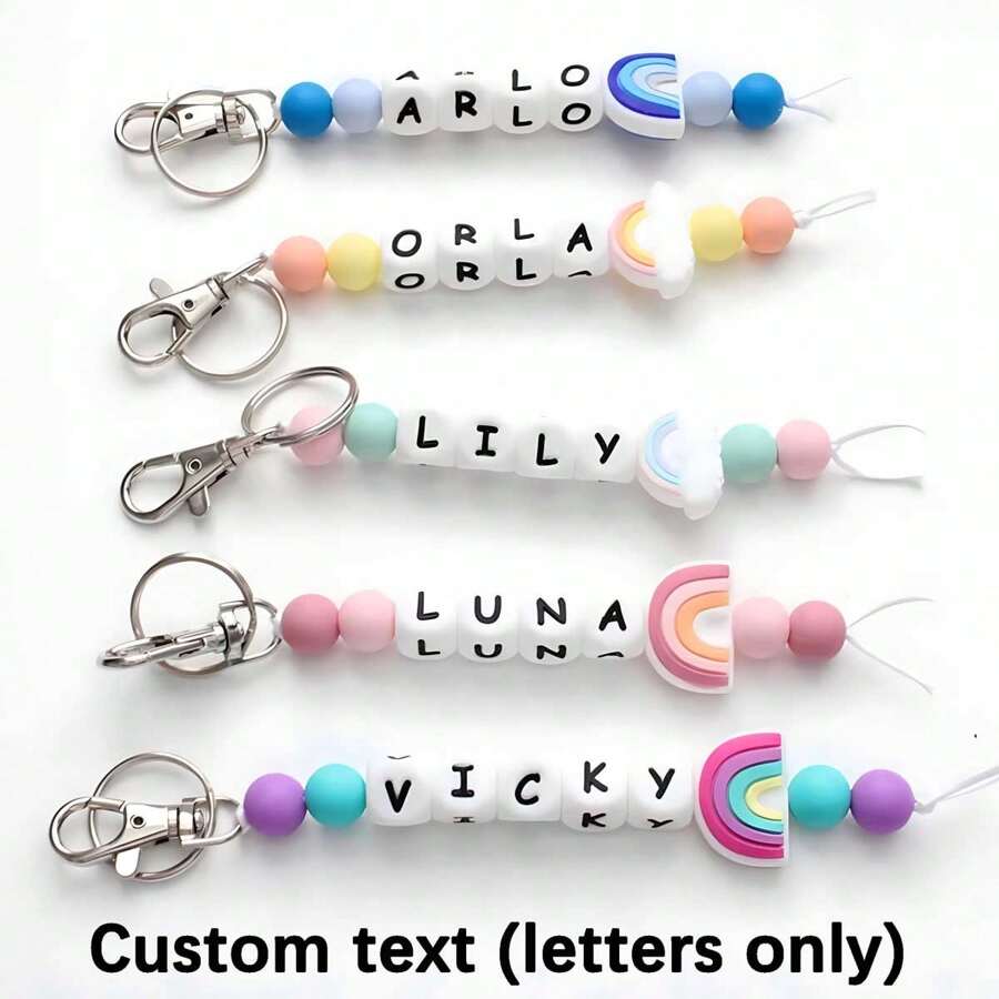 1 pieza Llavero personalizado con arcoíris, llavero con cuentas para volver a la escuela, etiqueta de llavero, etiqueta con nombre, regalo para maestros, arcoíris rosa, Dawg, grabado, lentejuelas, acero inoxidable, vintage, casual, unisex, hipster, dinero viejo, elegante, personalizado, único, personalizado, regalos ideales para él, regalos ideales para ella, novio, novia, familia, amigos, abuelos, ella, para aniversarios, para cumpleaños, para bodas, para graduación, para inauguración de la casa, regalos personalizados para mujeres/hombres, llavero personalizado/personalizado, llaveros y accesorios personalizados, estilo casual callejero