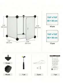 SONGMICS 12-Cube Storage Unit, Shoe Rack, Stackable Cubes, Plastic Closet Cabinet, Wardrobe, With Doors, For Bedroom, Office, Easy To Assemble, White - Blanco - Ver 5