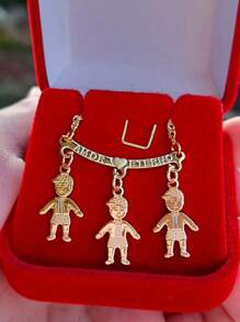 Necklace Canga With One Two Three Four Or Five Sons Daughters Mother's Love - 金色 - 查看 1