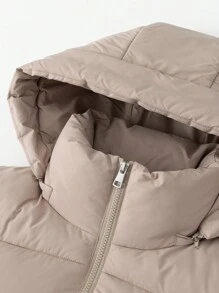Women Puffer Jacket Hood Winter Water Repellent Wind-Resistant Ladies Classic Quilted Padded Coat Big Pocket - Oat - View 8