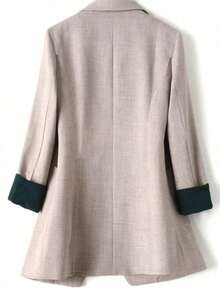 Mulheres Primavera Outono Casual Blazer Casaco, Profissional Workwear Casaco - Damasco - Ver 2