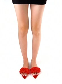 Women's Handmade Bead Embroidery Decorated Orange Canvas Fabric Fashionable Flat Comfortable Sandals For Outdoor