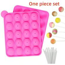 Bộ khuôn làm bánh que bằng silicon - Bộ 2 khuôn làm kẹo que gồm 40 que bánh que, 100 túi đựng quà và 100 dây buộc vàng, hoàn hảo cho que sô cô la, kẹo, que bánh que - Hồng - Xem 1