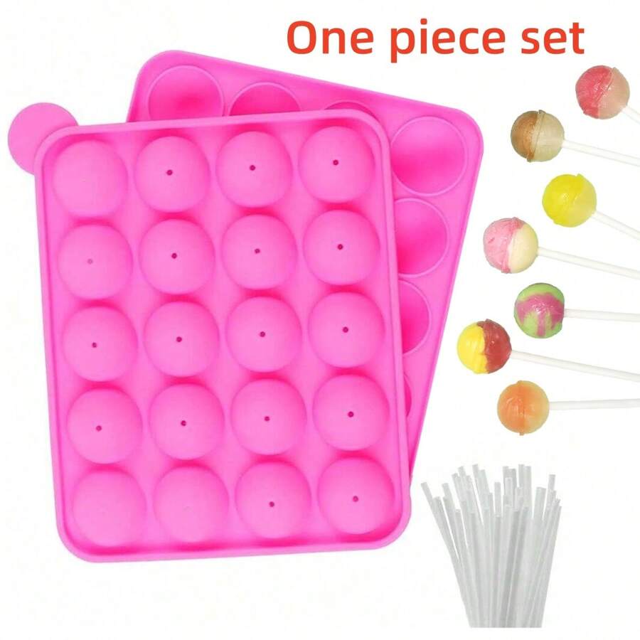 Bộ khuôn làm bánh que bằng silicon - Bộ 2 khuôn làm kẹo que gồm 40 que bánh que, 100 túi đựng quà và 100 dây buộc vàng, hoàn hảo cho que sô cô la, kẹo, que bánh que - Hồng - Xem 1