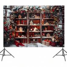 1 tấm vải phông nền chụp ảnh chủ đề giá sách ấm cúng cho ngày sinh nhật đầu tiên, chụp ảnh chân dung trong studio - Nhiều màu - Xem 2