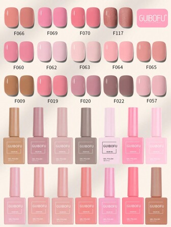 14 件/套凝胶指甲油套装秋季亮片半永久闪光亮片指甲油套装套装可浸掉 UV 清漆美甲用于修指甲设计纯色一瓶 15 毫升