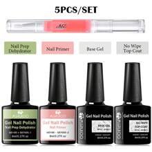 5PCS/Set Nail Prep Dehydrator And Primer, Base Top Coat With Cuticle Oil,Professional Natural Nail Dehydrator And Acid-Free Primer Nail Dehydrator For Acrylic And Gel Nail Polish Nail Primer For UV Gel