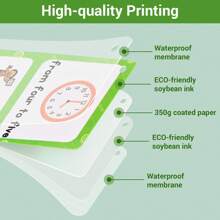 11 模拟时钟报时抽认卡教育学习玩具幼儿儿童学习口袋卡蒙特梭利训练辅助工具 - 彩色 - 查看 9