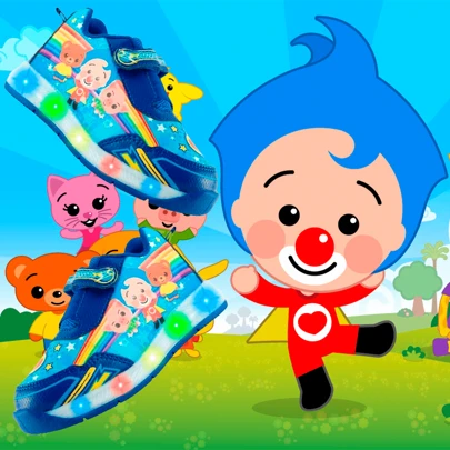 Tenis Deportivos Para Niños Payasito Plin Plin Con Broche Y Con Luces Leds De Colores 877-AR