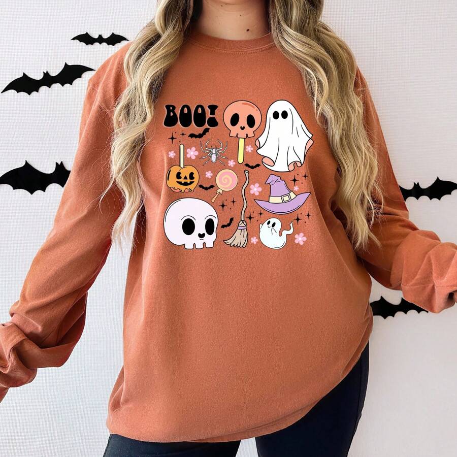 Boo Chart Garment Dyed Long Sleeve SHEIN USA