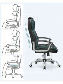 SONGMICS Office Chair With High Back Large Seat And Tilt Function Executive Swivel Computer Chair PU, Ink Black - Black - View 8