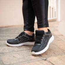 Women's Sports Shoes Gym Comfortable Training Walking Running Original - 黑與白 - 查看 4