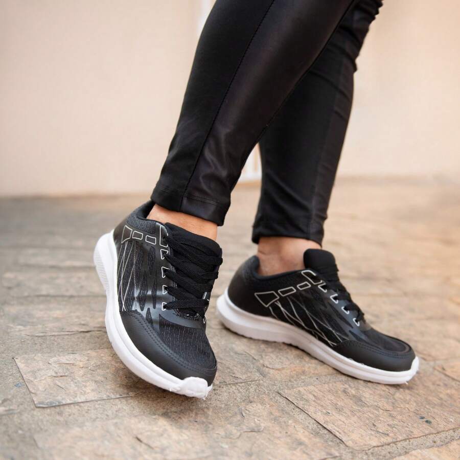 Women's Sports Shoes Gym Comfortable Training Walking Running Original - 黑與白 - 查看 1