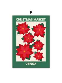 1PC Cây Giáng sinh Cây tầm gửi Bông tuyết Poster Mùa đông Ngày lễ Nghệ thuật treo tường In Tranh vải Canvas Hình ảnh Trang trí Phòng khách Không có Khung - Nhiều màu - Xem 38