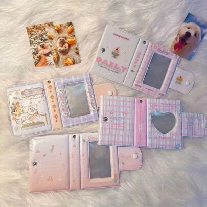 32 槽韩国偶像相册 - 可爱的 3 英寸照片夹，按扣闭合，适合即时照片和 Lomo 卡