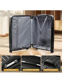 Travel Suitcase, Fashionable Luggage, Fashionable 20 Inch Suitcase, Swivel Wheel, 24 Inch Male And Female Student Boarding Password Suitcase, 28 Inch Storage Box, Wear-Resistant And Large Capacity ,Simple Deluxe Carry On Luggage Airline Approved With TSA Lock Hard Shell Carry On Suitcase Lightweight Suitcases With Wheels Small Luggage For Men Women - Black - View 6