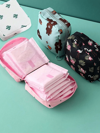 3 stuks / 1 stuk maandverband opbergzak, bedrukte opbergzak, maandverband opbergzak, rits Oxford stoffen maandverband tas, dames draagbare cosmetische lippenstift tas, cosmetische lippenstift tas, reis headset wissel opbergzak slaapkamer accessoires en reisbenodigdheden, voor Kerstmis lente festival feestdagen bijeenkomst feest geschenken