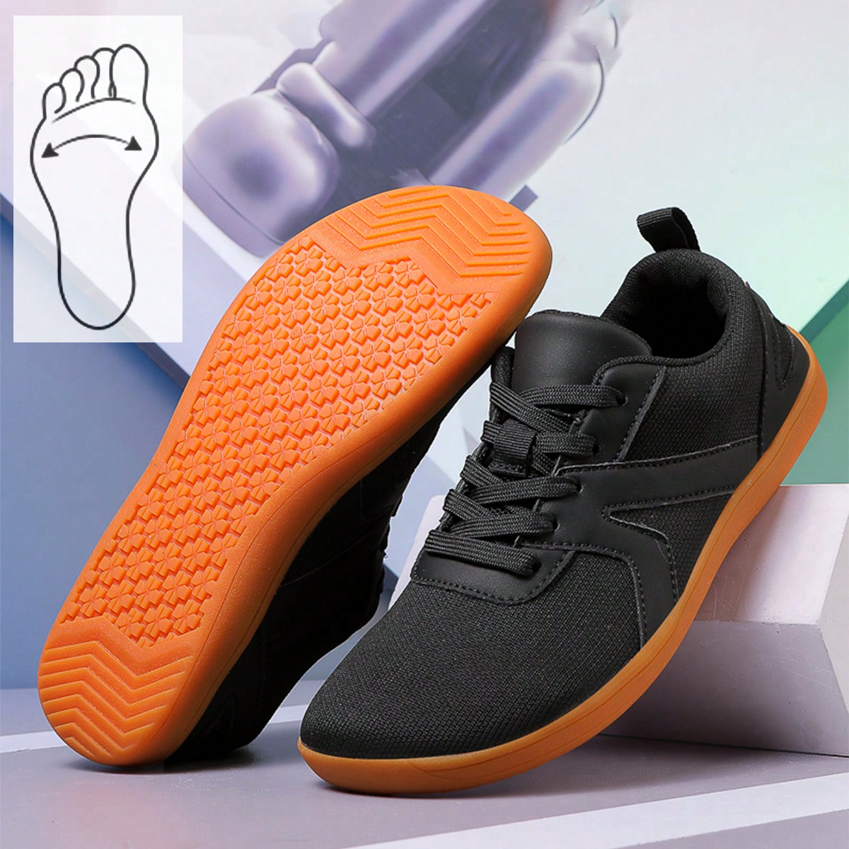 Zapatos deportivos planos de estilo de parejas, suela de goma duradera y antideslizante para pies descalzos, zapatos deportivos cómodos y transpirabl