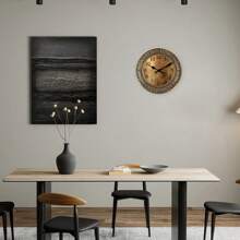 1 件 12 英寸复古优雅黄铜花卉图案平面设计木制挂钟，静音无滴答装饰挂钟，适用于客厅、厨房、卧室、办公室、户外花园派对、生日礼物（不含电池） - 彩色 - 查看 3