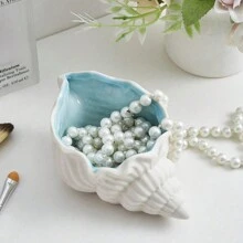 1 件装饰性陶瓷珠宝托盘，贝壳，海星形饰品盘，陶瓷戒指和耳环架，海洋主题装饰盘，适用于戒指、耳环、项链、手镯、手表、钥匙、浴室、卧室、办公室、家居装饰最佳 - 藍色 - 查看 6