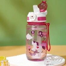 1 chiếc cốc nhựa cách nhiệt in hình hoạt hình dễ thương dung tích 21oz (khoảng 600ml) có ống hút, thích hợp cho du lịch ngoài trời, đi bộ đường dài, đi học - Nhiều màu - Xem 14
