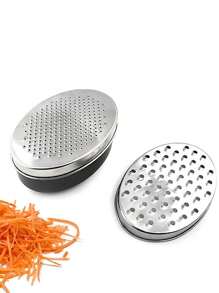 قرارة من الفولاذ المقاوم للصدأ قطعة واحدة، مبشرة زنجبيل ذات وجهين، بشارة جبن متعددة الوظائف، أداة مطبخ لخضراوات والفواكه مع علبة تخزين