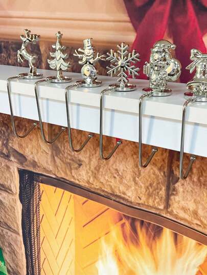 1pc Elegant Stocking Hanger, Metal Fireplace Stocking Holder, Gift Birthday Home Decor Christmas Decorations Room Decor Christmas Winter
