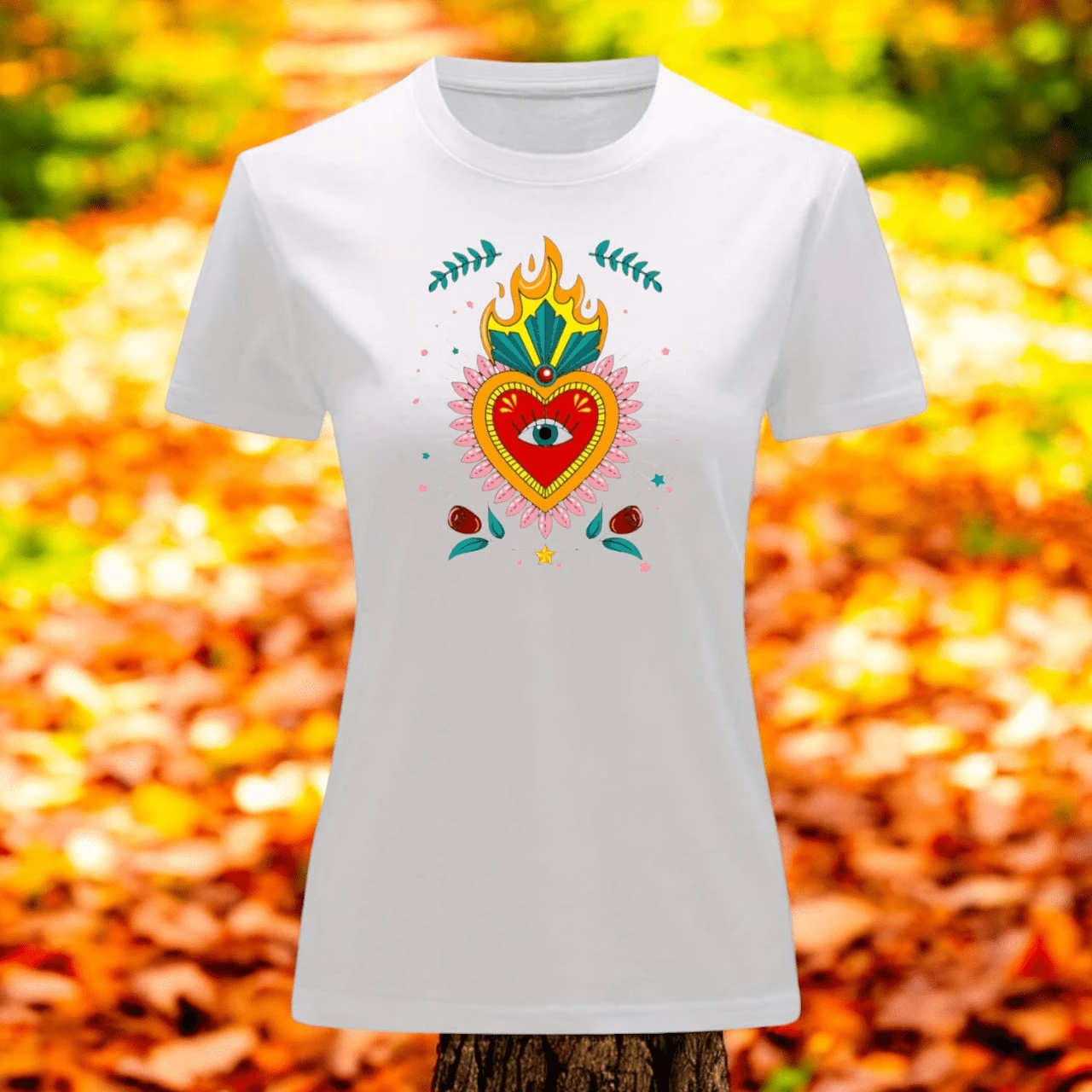 Playera Blusa De Corazon Con Ojo Turco Ropa Para Mujer - Blanco - Ver 1