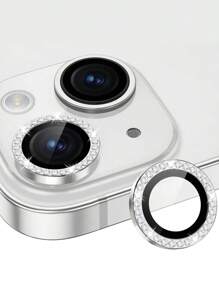 3Pcs Diamond Glitter Camera Protection Compatible With IPhone 16 15 14 13 11 16 12 Pro Max Plus Lens Tempered Glass - Silver - View 11