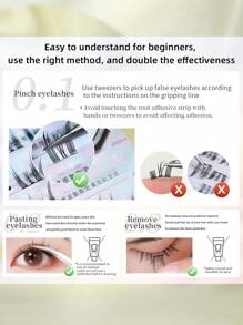 36 对/包 高密度，8-13 厘米长度，0.07 毫米厚度 工作场所系列无胶假睫毛 睫毛簇，睫毛簇，单根睫毛，睫毛，假睫毛 - C - 查看 9