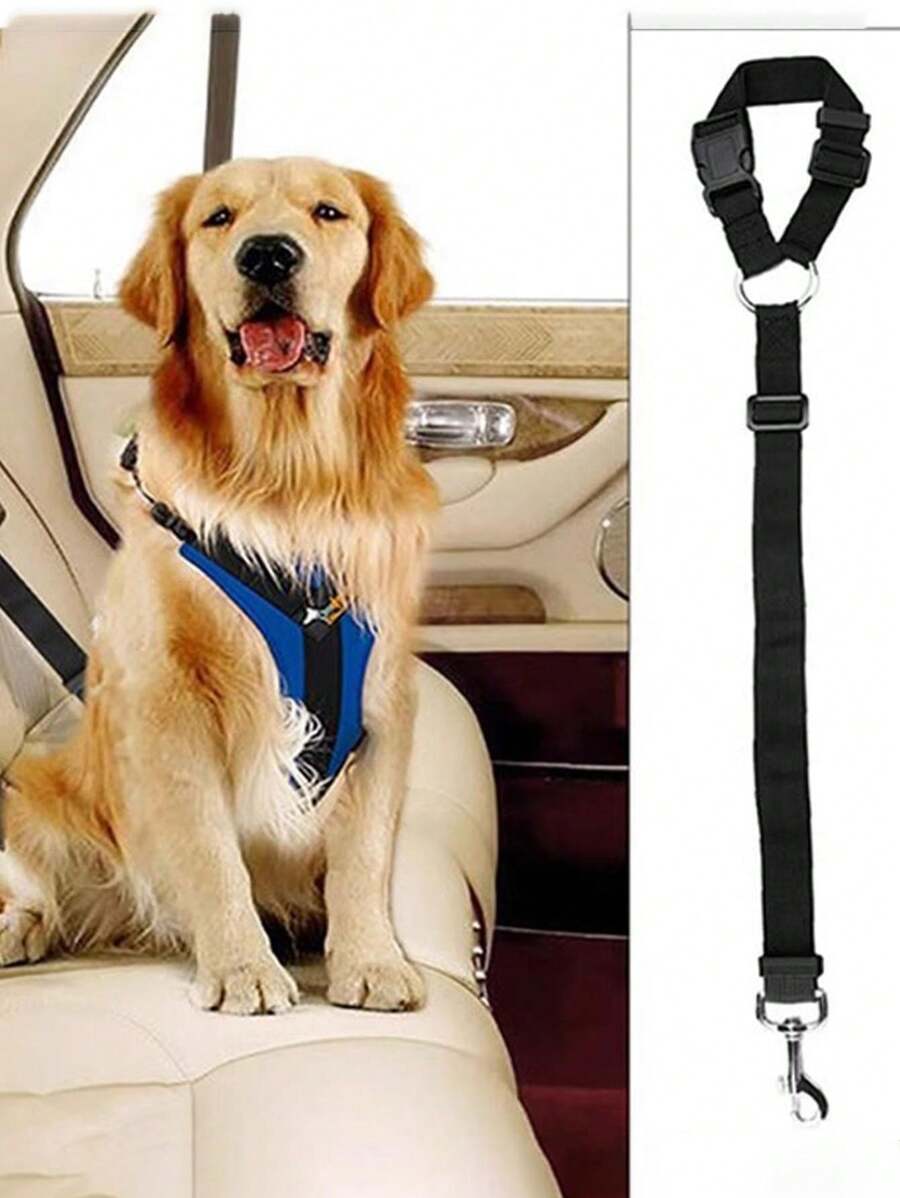 1pc Reflective Elastic Dog Car Safety Leash, Vehicle Adjustable