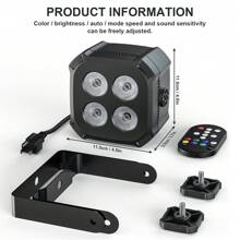 SEBRUANC 60W Par Light 4 RGB LED With Remote Control DMX512 Sound Control Stage Lighting Equipment For Christmas Decor Carnival Party Wedding Musical Show Club Bar KTV DJ Disco - 6 PCS - View 7