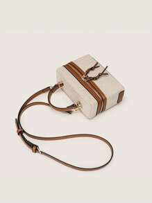 Fashionable Small Square Box Bag, Handbags, Shoulder Bags, Crossbody Bags, Suitable For Banquets, Office Workers, Middle School, High School, University, Bag For Women Elegant - Brown - View 4