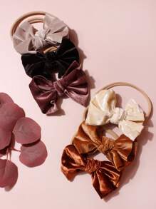 6 件装天鹅绒蝴蝶婴儿弹力发带，适合日常佩戴，适合男孩和女孩的礼物 - 彩色 - 查看 4